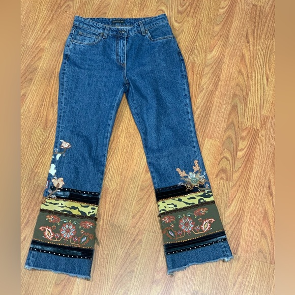Amazing Vintage Etro Embroidered Boho Paisley Bootcut Flare Jeans - Picture 3 of 14